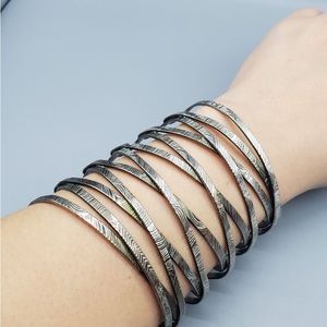 Gauntlet Cuff Bracelet Cage Crisscross Silver Tone Textured Finish